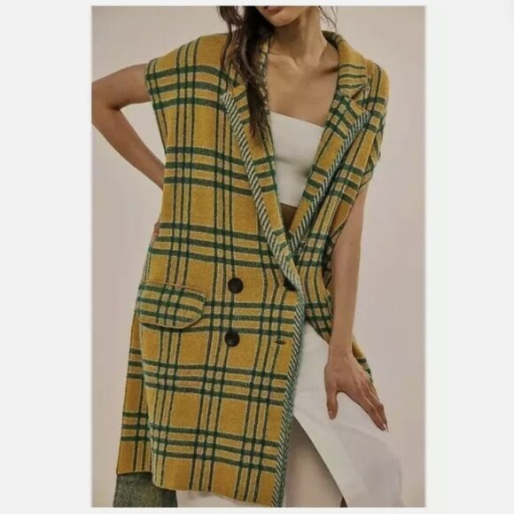 Free People Plaid Sleeveless Peacoat - NWT - Small - Picture 3 of 7